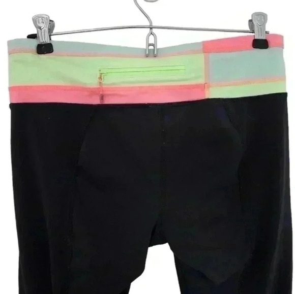 Lululemon Run: Inspire Crop II Black / Quilt Vintage Neon Black Green Pink Women - Picture 7 of 15